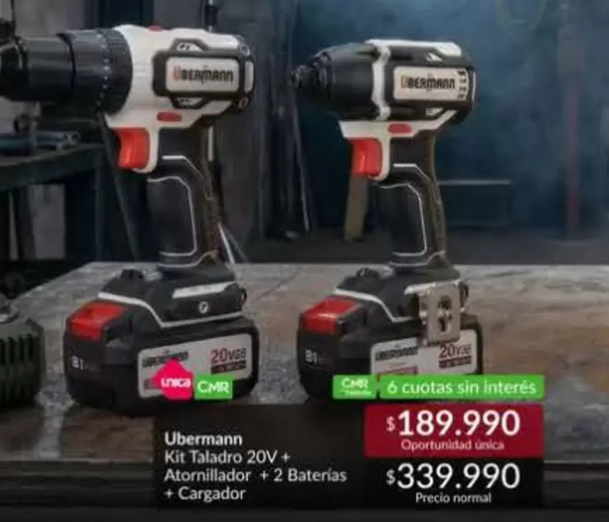 Kit Taladro 20V + Atornillador + 2 Baterias + Cargador