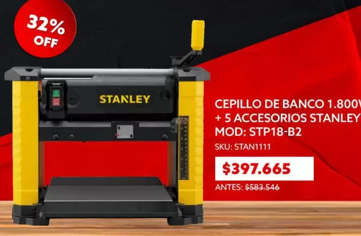Stanley - Cepillo De Banco 1800 + 5 Accesorios Standley Mod: STP18-B2