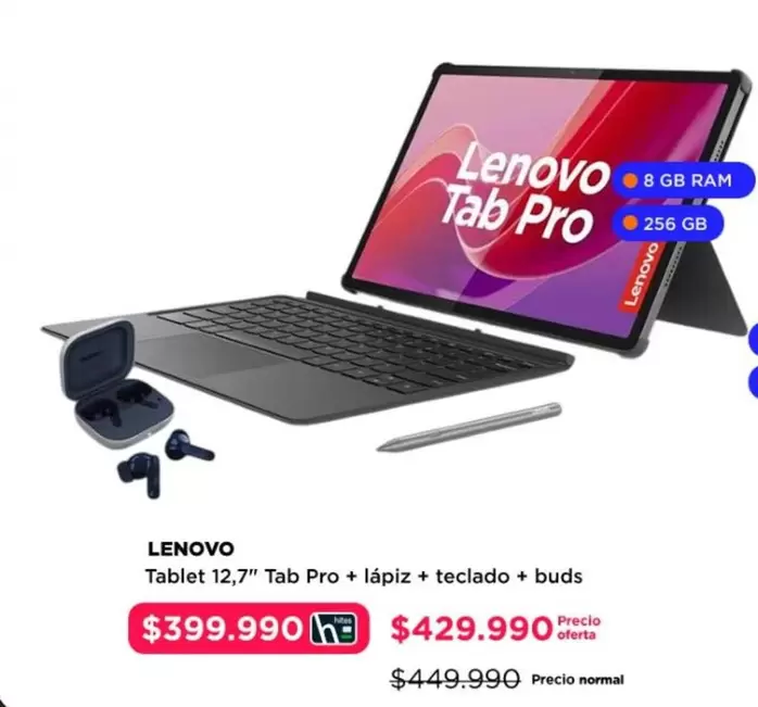 Lenovo - Tablet 12,7" Tab Pro + Lapiz + Teclado + Buds