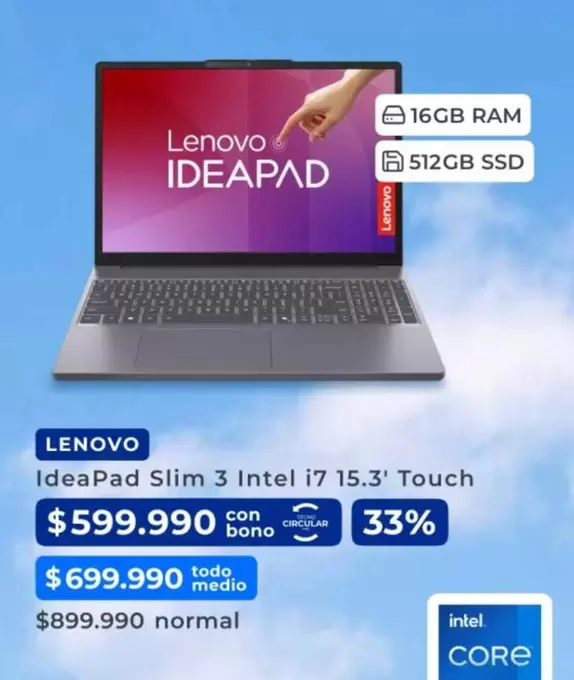 Lenovo - Ideapad Slim 3 Intel I7 15.3' Touch