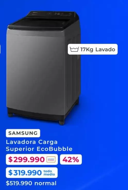 Samsung - Lavadora Carga Superior EcoBubble
