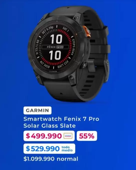 Garmin - Smartwatch Fenix 7 Pro Solar Glass Slate