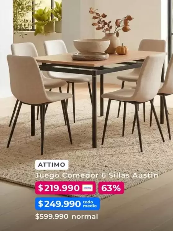 Attimo - Juego Comedor 6 Sillas Austin