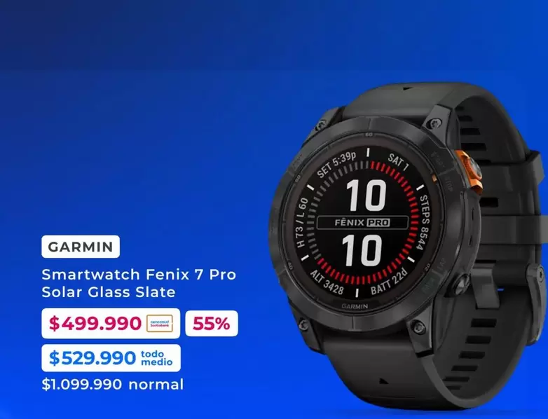 Garmin - Smartwatch Fenix 7 Pro Solar Glass Slate