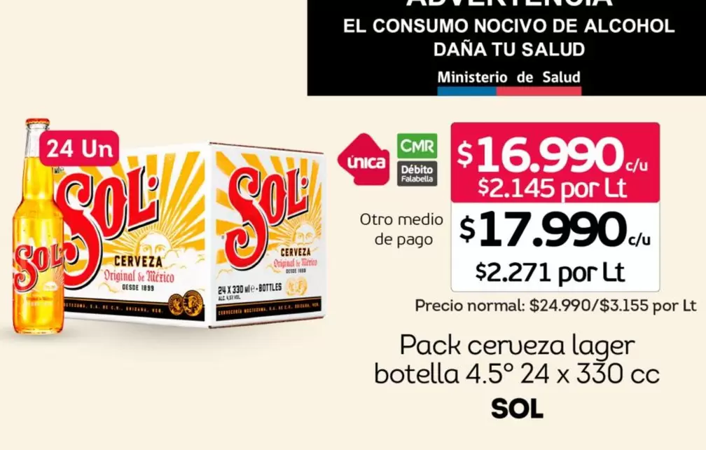Sol - Pack Cerveza Lager Botella