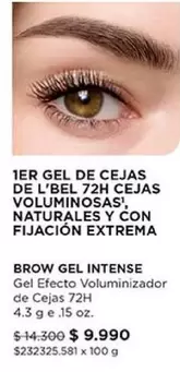 1er Gel De Cejas De L'bel 72h Voluminosas