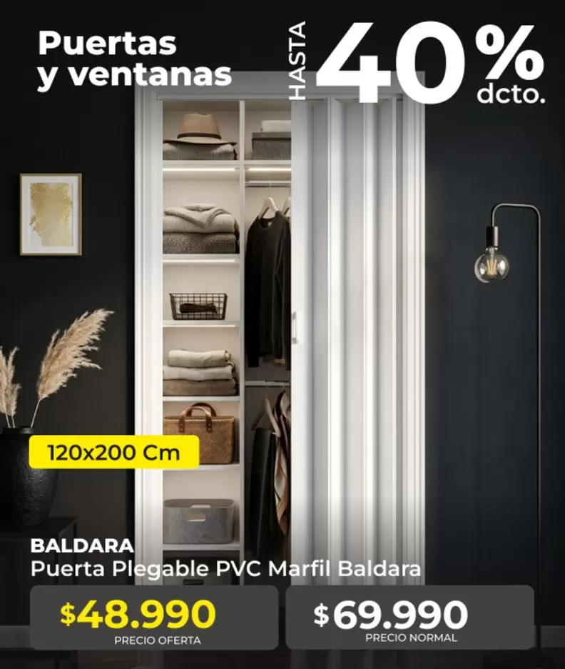 Puerta Plegable Pvc Marfil Baldara