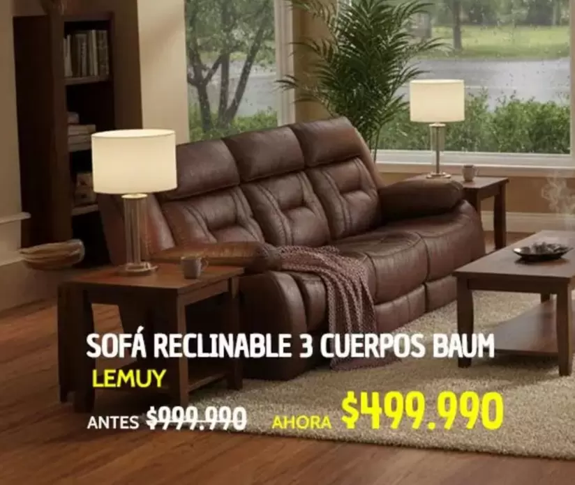 Sofá Reclinable 3 Cuerpos Baum