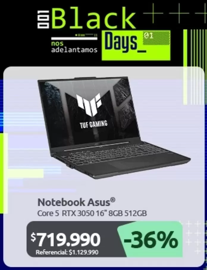 Asus - Notebook Core 5 RTX3050 16" 8GB 512GB