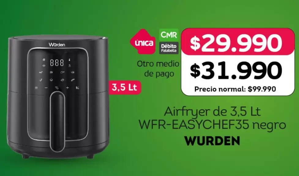 Wurden - Airfryer De 3.5 Lt Wfr-easychef35 Negro