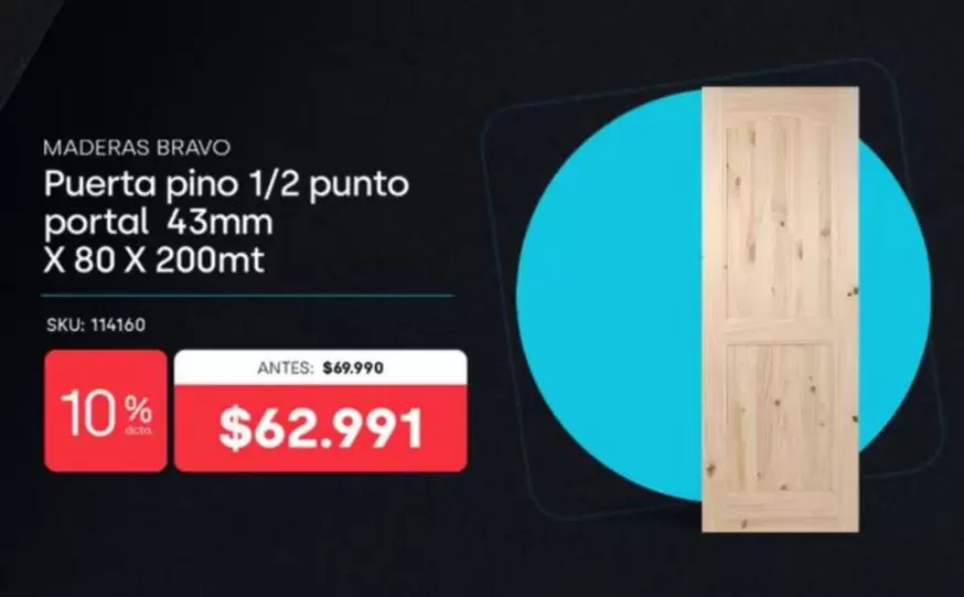 Bravo - Puerta Pino 1/2 Punto Portal 43mm