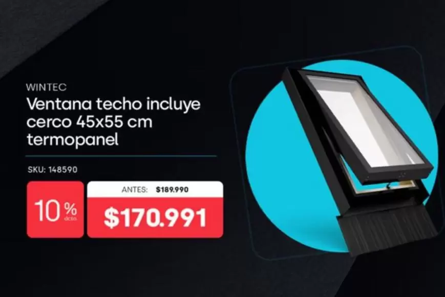 Ventana Techo Incluye Cerco 45x55 Cm Termopanel