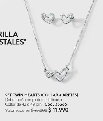Set Twin Hearts (Collar + Aretes)