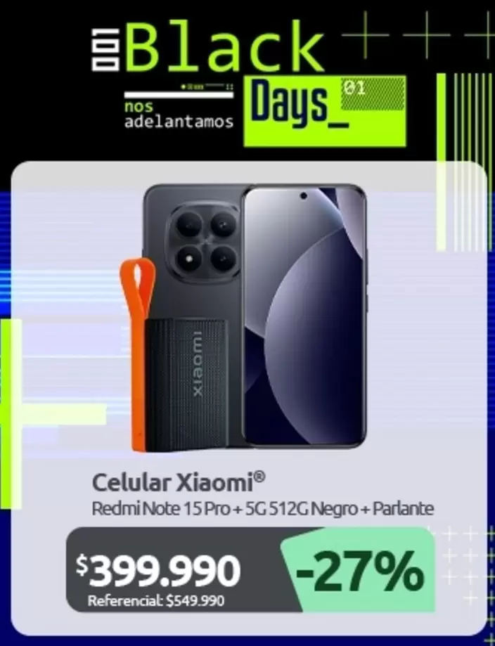 Xiaomi - Celular Redmi Note 15 Pro+ 5g512g Negro+Paralnte