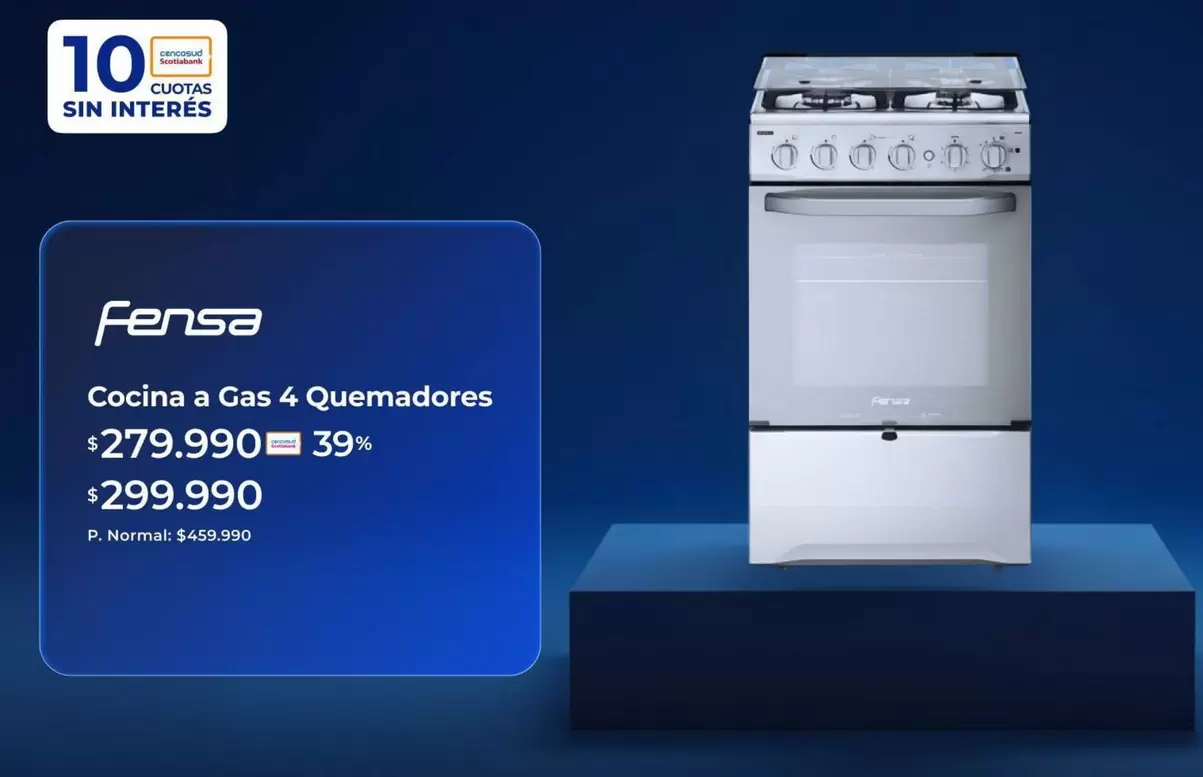 Fensa - Cocina A Gas 4 Quemadores