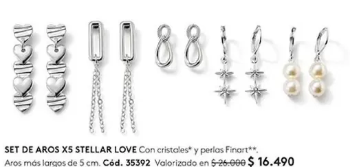 Set De Aros Xs Stellar Love Con Cristales Y Perlas