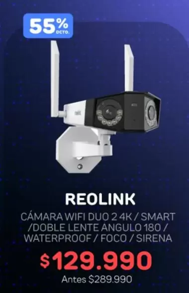 Duo - Camara Wifi 2 4k / Smart /Doble Lente Angulo 180 / Waterproof / Foco / Sirena