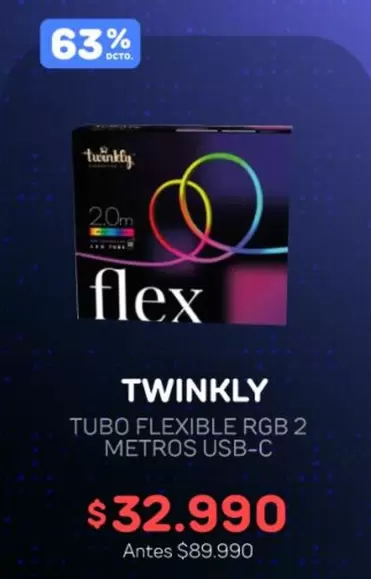 Flex - Tubo ible Rgb 2 Metros Usb-c