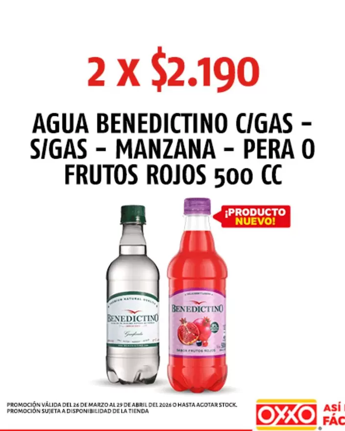Benedictino - Agua  C/Gas- S/Gas-Manzana-Pera O Frutos Rojos