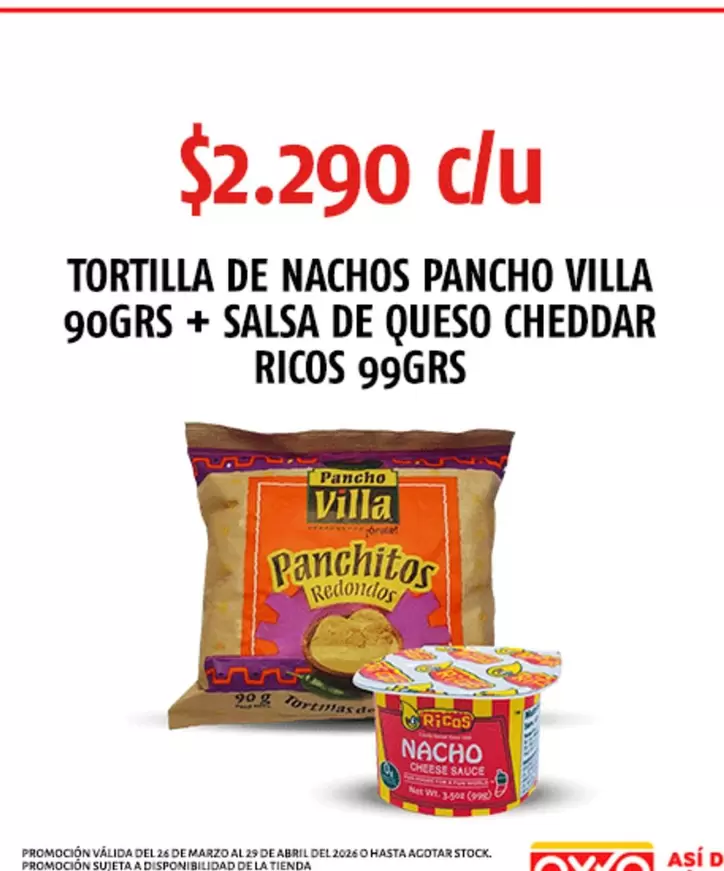Pancho Villa - Tortilla De Nachos 90Grs + Salsa De Queso Cheddar Ricos 99Grs