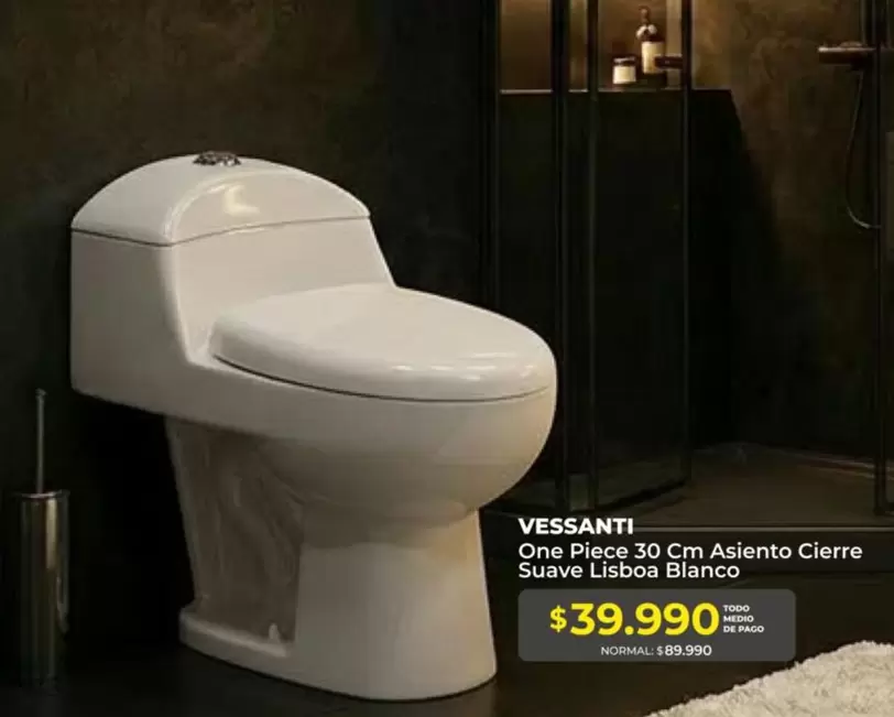 Vessanti - One Piece 30 Cm Asiento Cierre Suave Lisboa Blanco