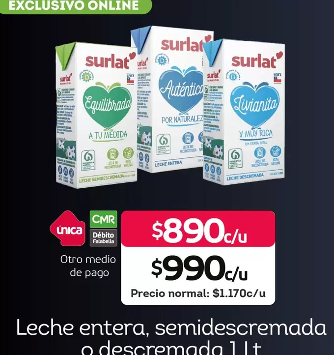 Surlat - Leche Entera, Semidescremada O Descremada