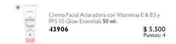 Crema Facial Aclaradora con Vitaminas E & B3 y FPS 10 Glow Essentials