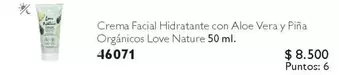 Crema Facial Hidratante Con Aloe Vera Y Pina Orgánicos Love Nature