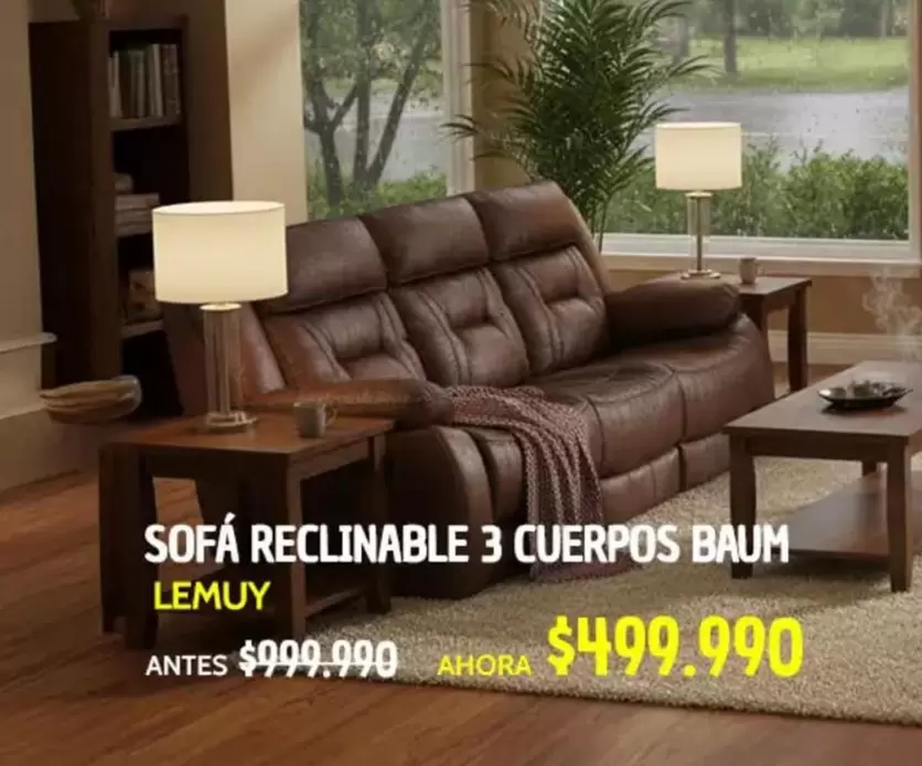 Sofá Reclinable 3 Cuerpos Baum