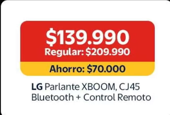 LG - Parlante Xboom, Cj45 Bluetooth + Control Remoto