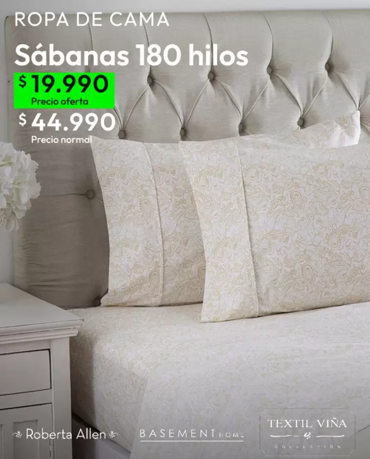 SÁBANAS 180 HILOS