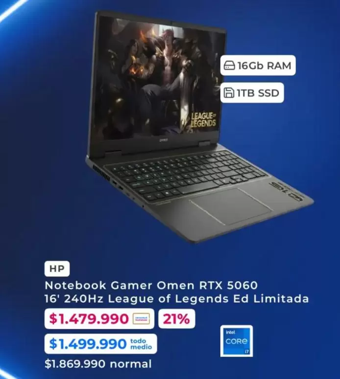 HP - notebook Gamer RTX 5060 16" 240HZ League Of Legends Ed Limitada