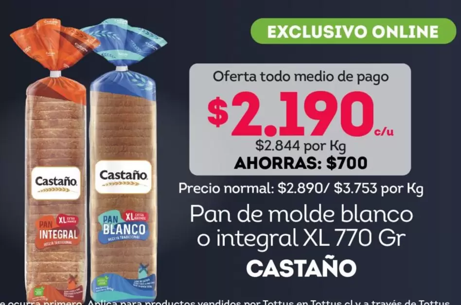 Castaño - Pan De Molde Blanco O Integral