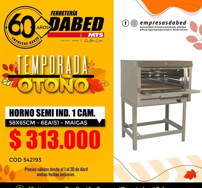 MTS - Horno Semi Ind. 1 Cam. 58x65cm -6ea151