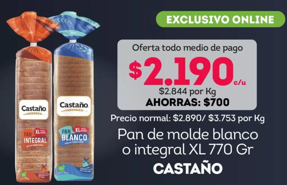 Castaño - Pan De Molde Blanco O Integral Xl