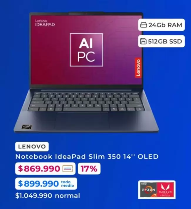 Lenovo - Notebook IdeaPad Slim 350 14" Oled