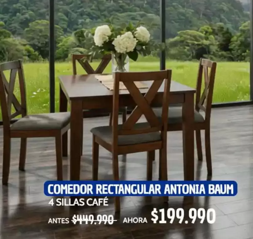 Comedor Rectangular Antonia Baum 4 Sillas Café