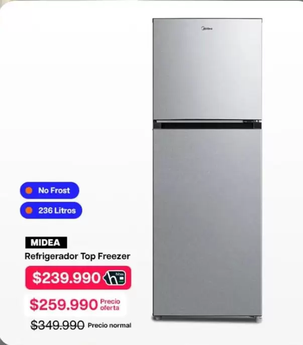 Midea - Refrigerador Top Freezer