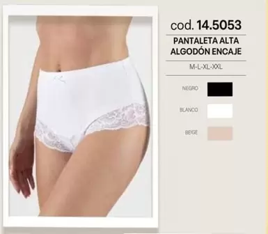 Pantaleta Alta Algodon Encaje