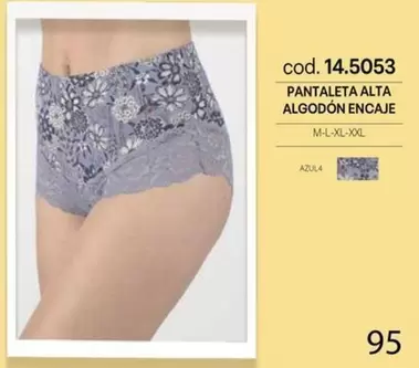 Pantaleta Alta Algodon Encaje