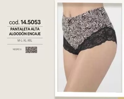 Pantaleta Alta Algodon Encaje