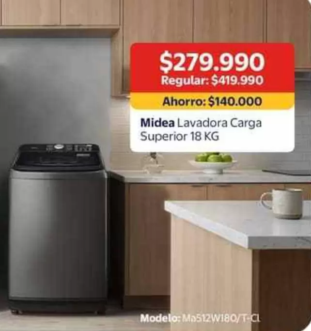 Midea - Lavadora Carga Superior