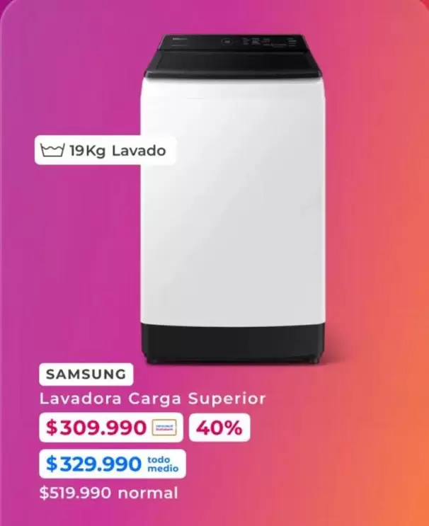 Samsung - Lavadora Carga Superior