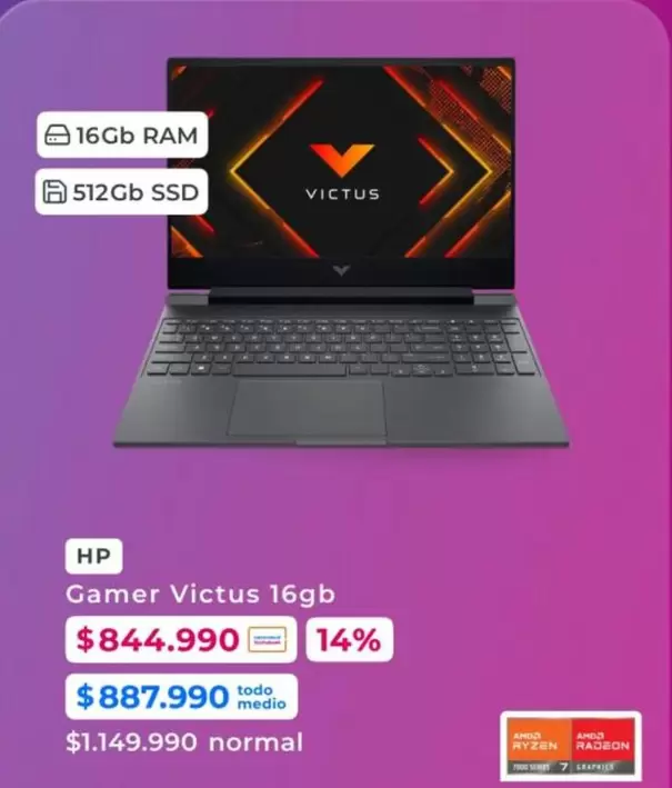 HP - Gamer Victus 16gb