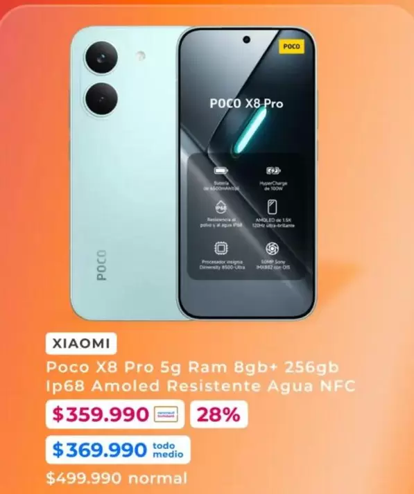 Xiaomi - Poco X8 Pro 5g Ram 8gb+ 256gb Ip68 Amoled Resistente Agua Nfc