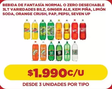 Bilz - Bebida De Fantasia Normal O Zero Desechable, Ginger Ale, Kem Piña, Limon Soda, Orange Crush, Pap, Pepsi, Seven Up