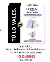 L'Oréal - Sérum Rellenador Ácido Hialuronico 30 Ml + Sérum De Ojos 20 Ml