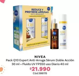 Nivea - Pack Q10 Expert Anti-Arruga Sérum Doble Accion 30 Ml + Fluido Uv Fps50 Uso Diario 40 Ml