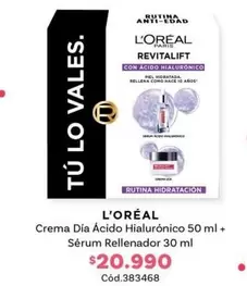L'Oréal - Crema Día Acido Hialuronico + Sérum Rellenador