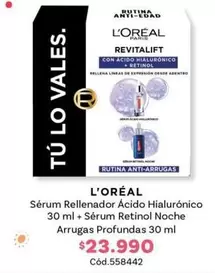 L'Oréal - Sérum Rellenador Ácido Hialuronico 30 Ml + Sérum Retinol Noche A Brugas Profundas 30 Ml